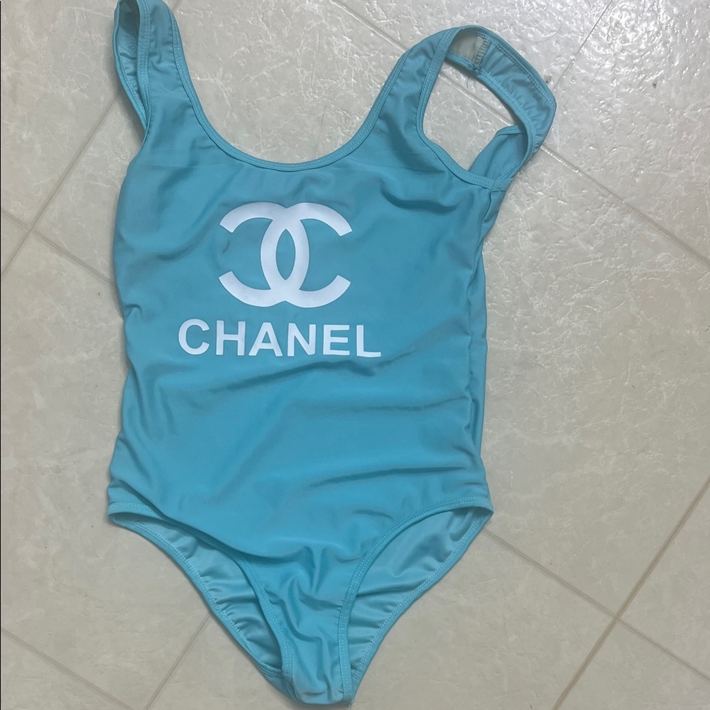 CC Turquoise Blue Logo One-Piece Swim